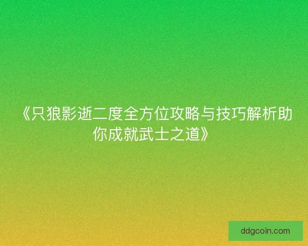 《只狼影逝二度全方位攻略与技巧解析助你成就武士之道》